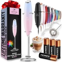 Zulay Powerful Handheld Milk Frother Foam Maker – Lavender Blush